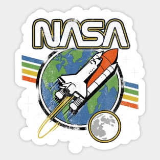 NASA Blast Off Retro Rainbow Stripes Graphic Sticker